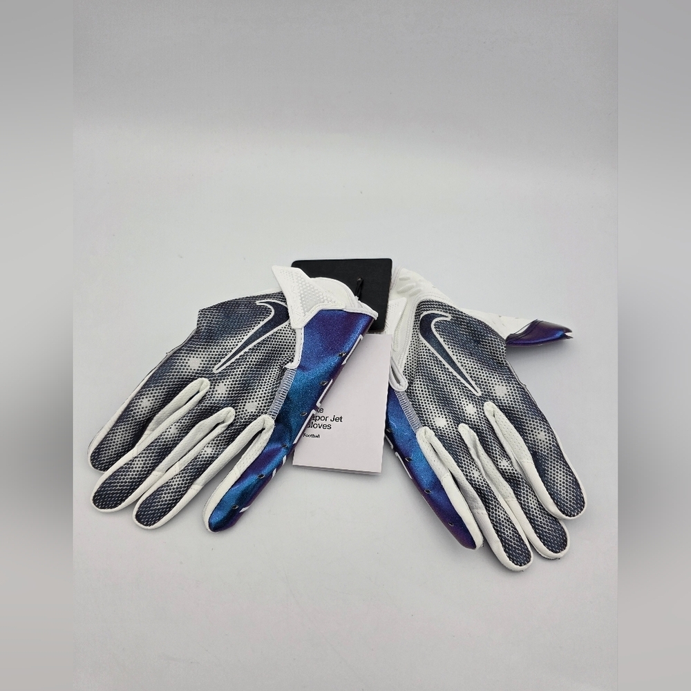 Nike Vapor Jet 7.0 Football Gloves White Blue Purple Iridescent Men's Size M